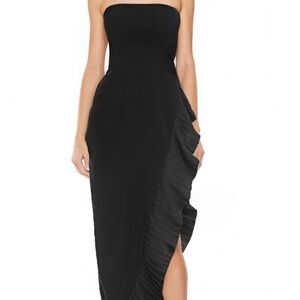 Badgley Mischka Chic Strapless Black Ruffle Dress